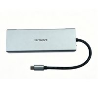 Hub Coolbox Teraware conector USB Tipo-C con 8 puertos, 10 Gbps, cable 15cm, gris